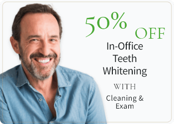50 percent off in office teeth whitening special